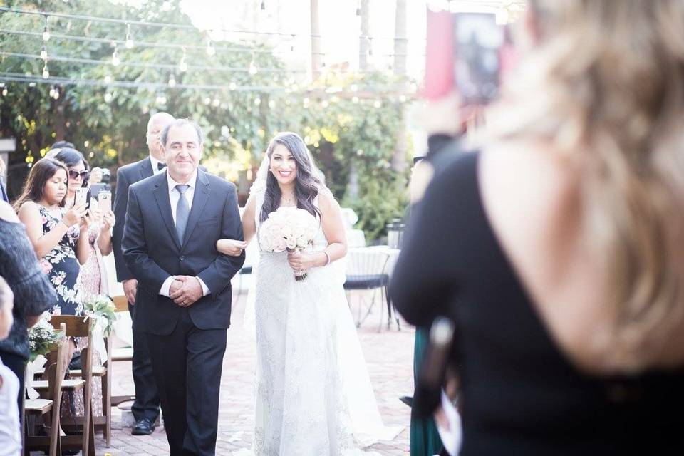 Wedding procession outdoors