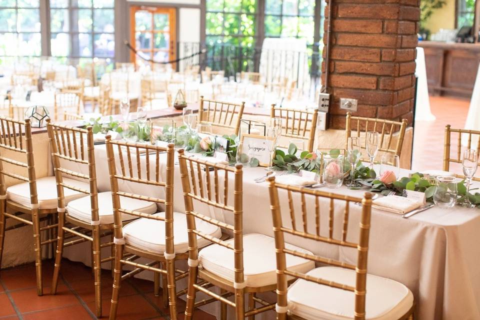 Chivari chairs and banquet table