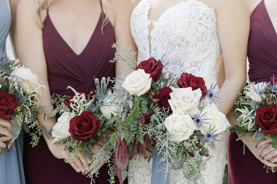 Navy and Burgundy Bouquets