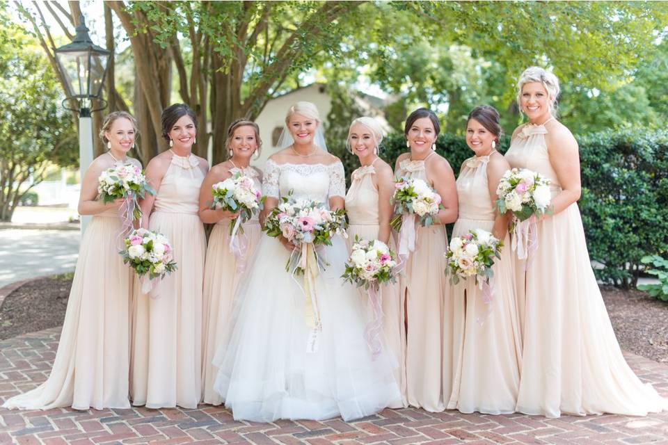 Bride and her bridesmaids