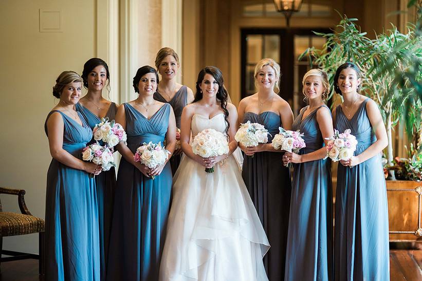 The bride with her bridesmaids