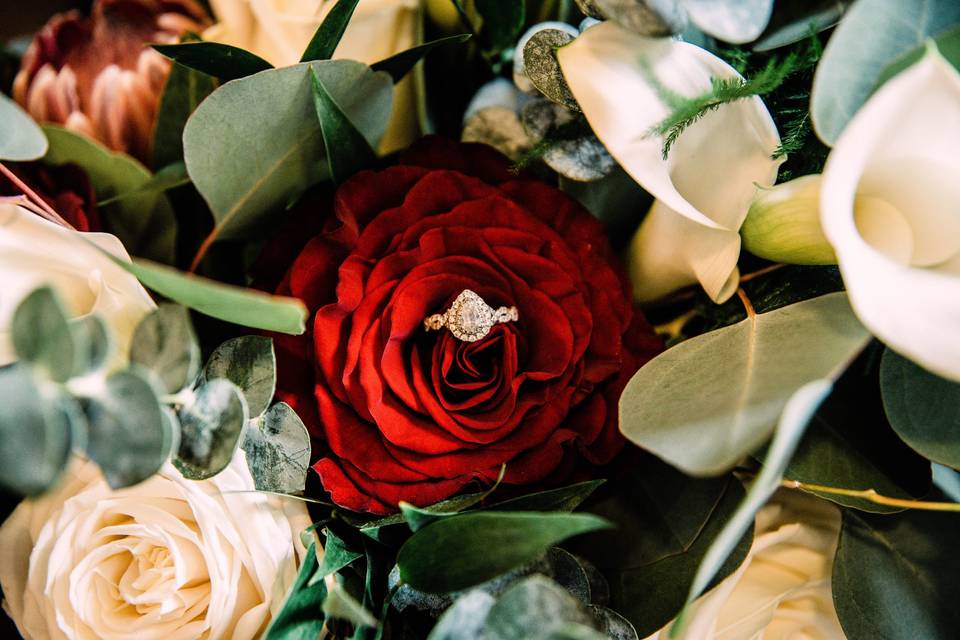 Wedding ring bouquet