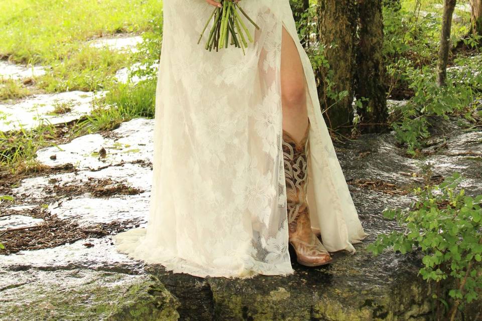 Bride with cowboy boots