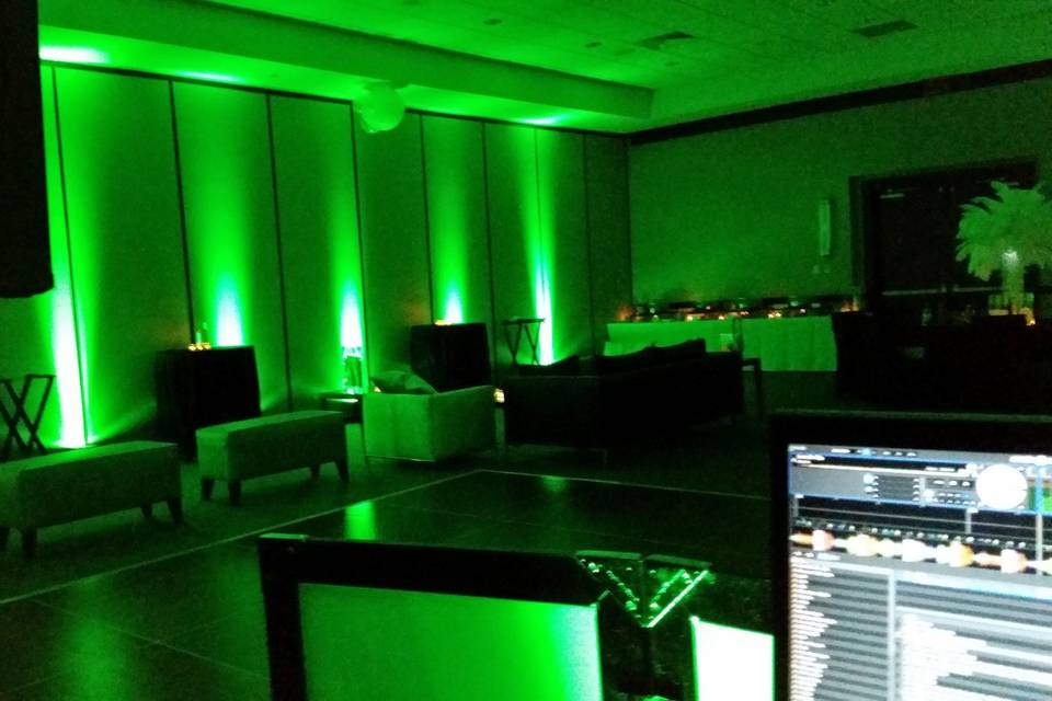 Custom DJ booth can be any color.