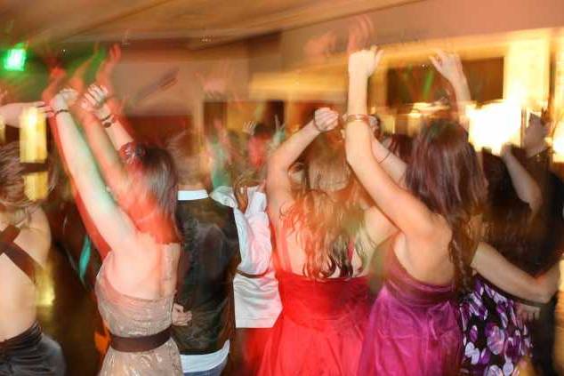 Wedding guests dancing