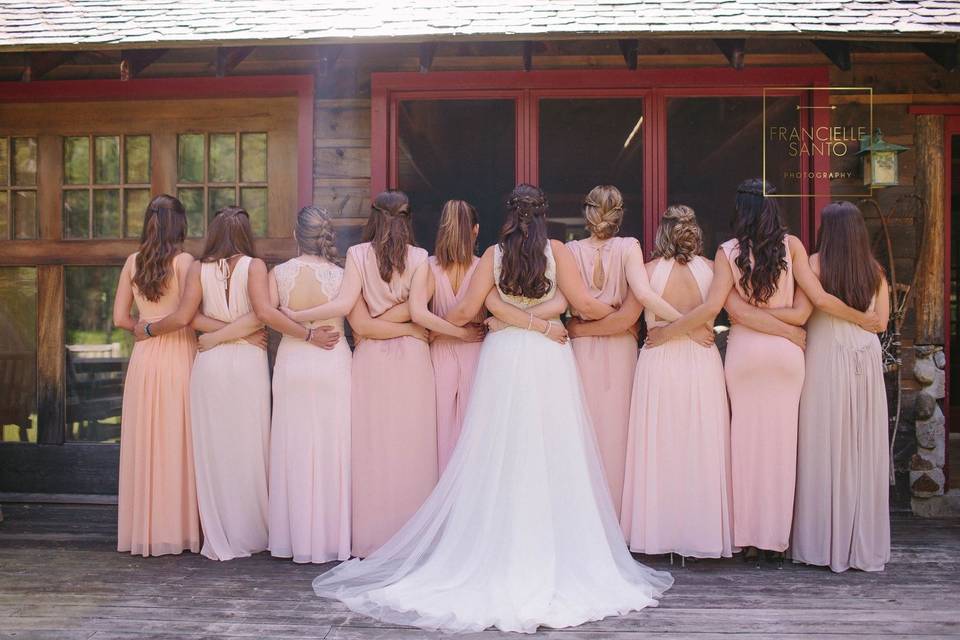 Bridal party facing back