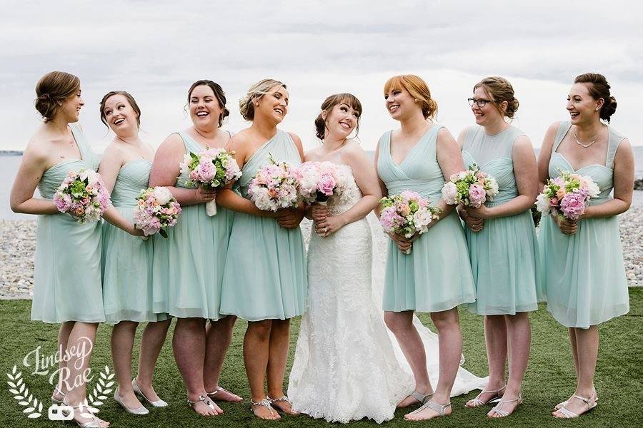 Bride and her bridesmaids