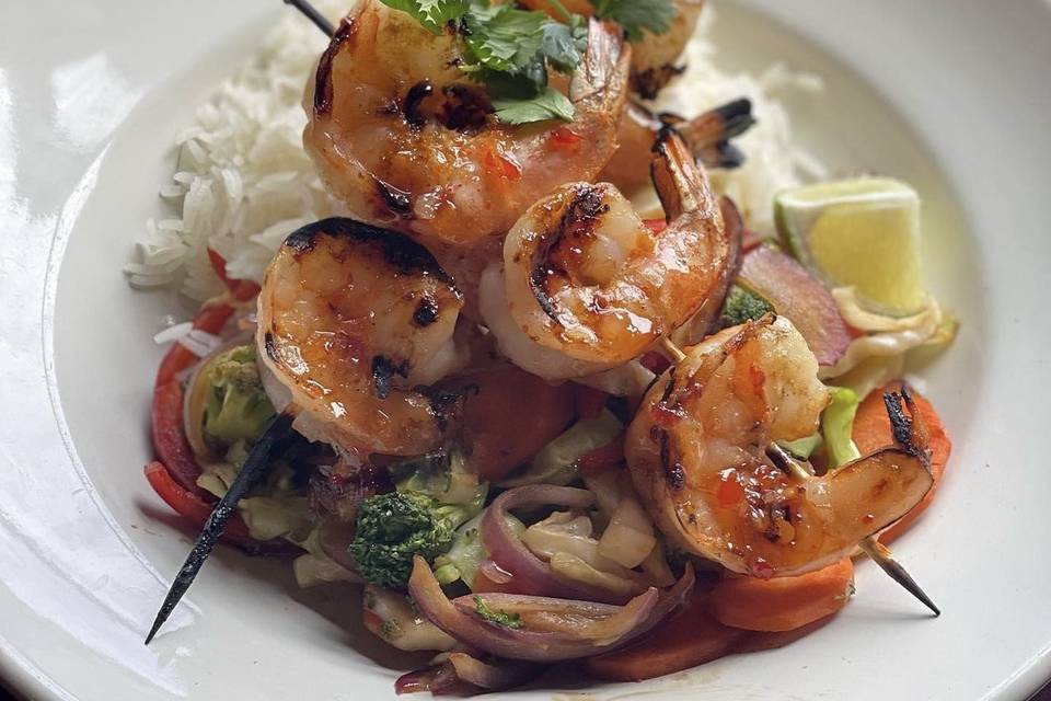 Thai chili shrimp skewers