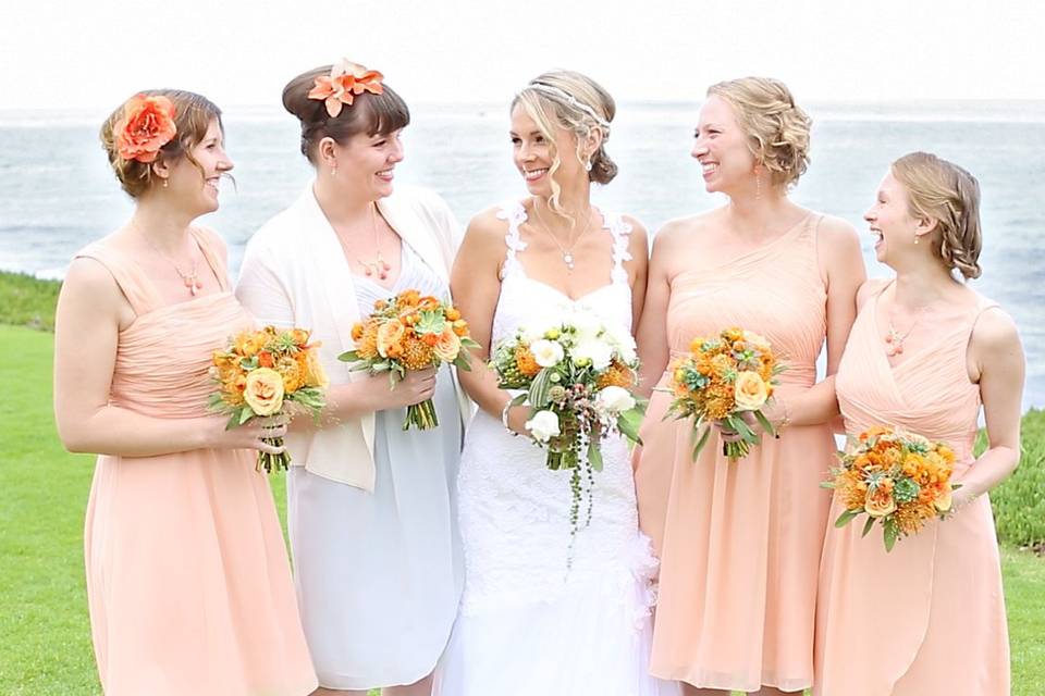 The bride with her bridesmaids