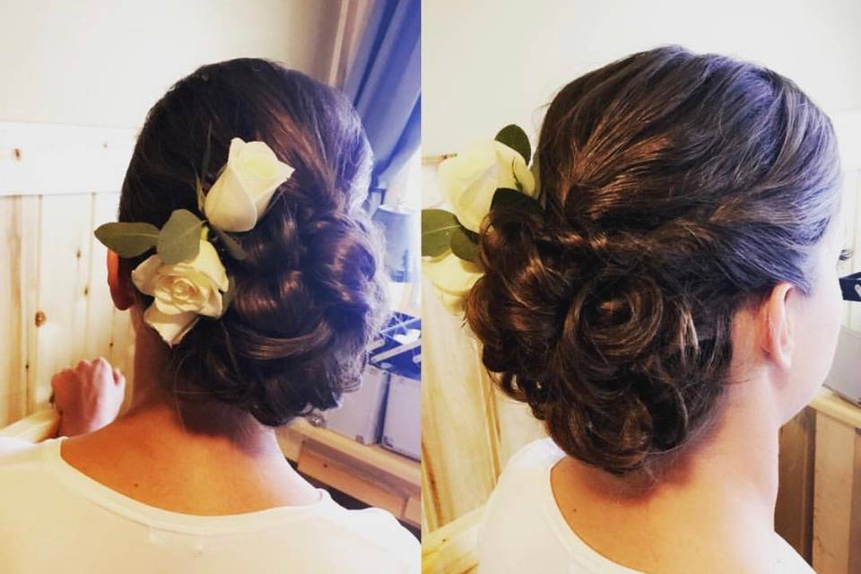 Updo with flower as accessory