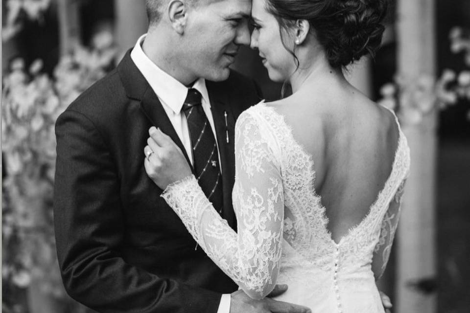 Bride with intricate curled updo