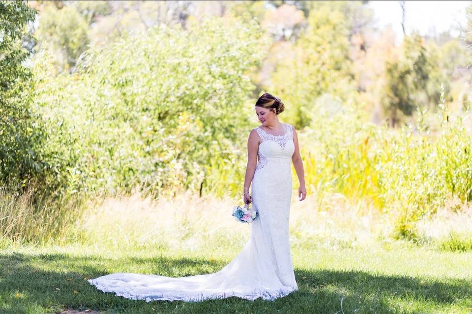 Holding bouquet