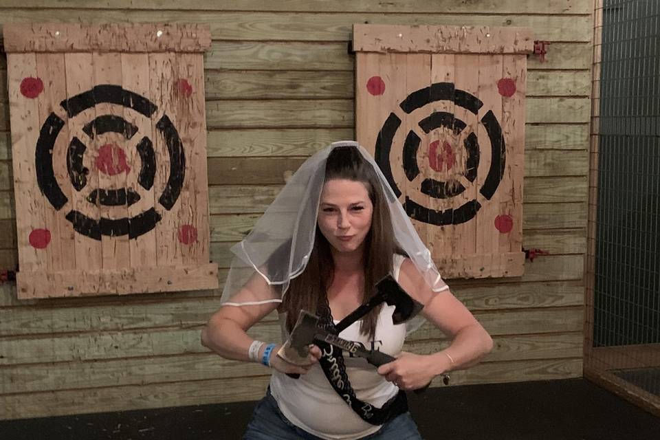 The bride having fun
