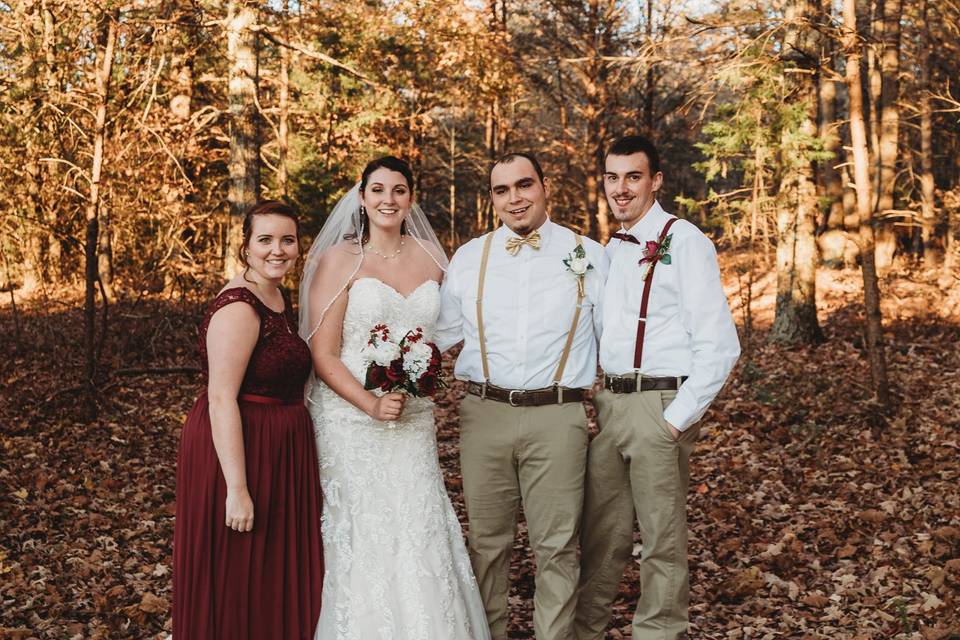 Couple, best man, and maid of honor