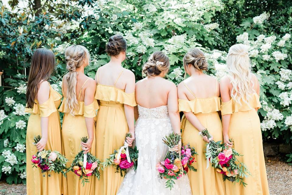 Bold and bright bridal party