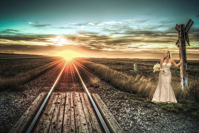 Photo enhancement with creative edit - bridal portrait