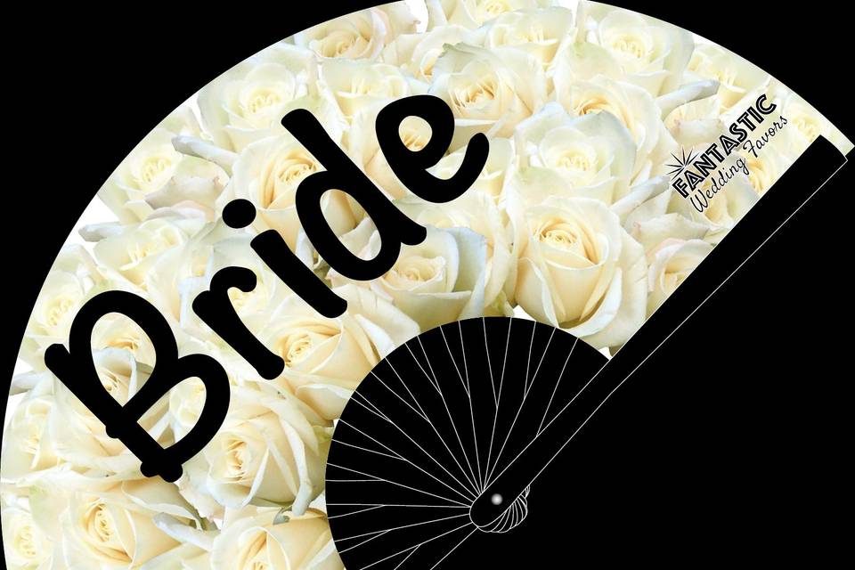 Bride - white roses fan