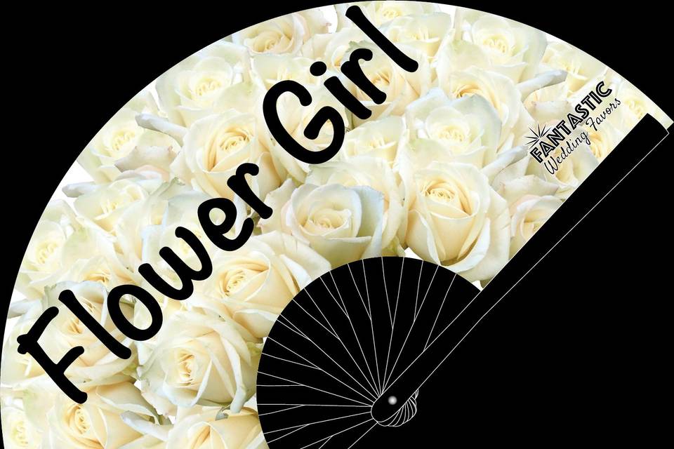 Flower Girl white roses fan