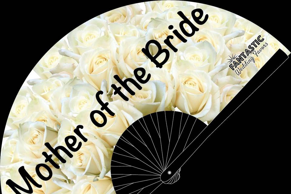 Mother of Bride white rose fan
