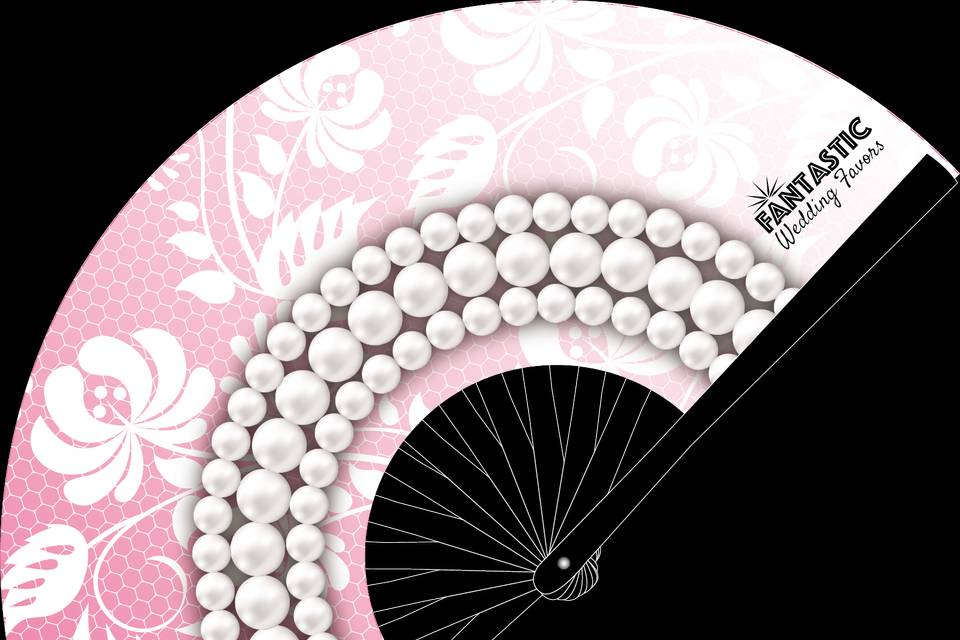 Pearls & lace fan light - pink