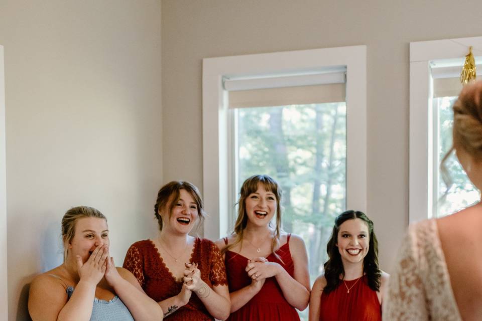 First Look With Bridesmaids