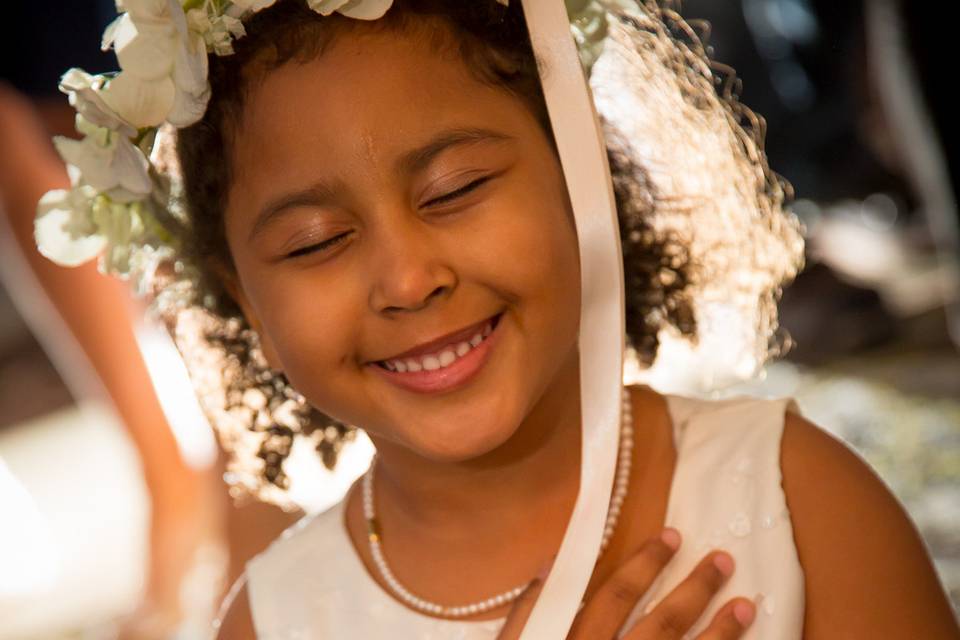 Adorable child, Jenevieve, posing at wedding at Beachcomber Cottages