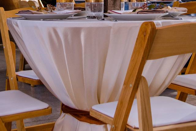 Table setup with centerpiece