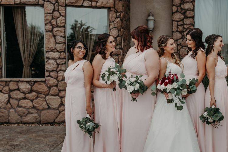 The bride with her bridesmaids