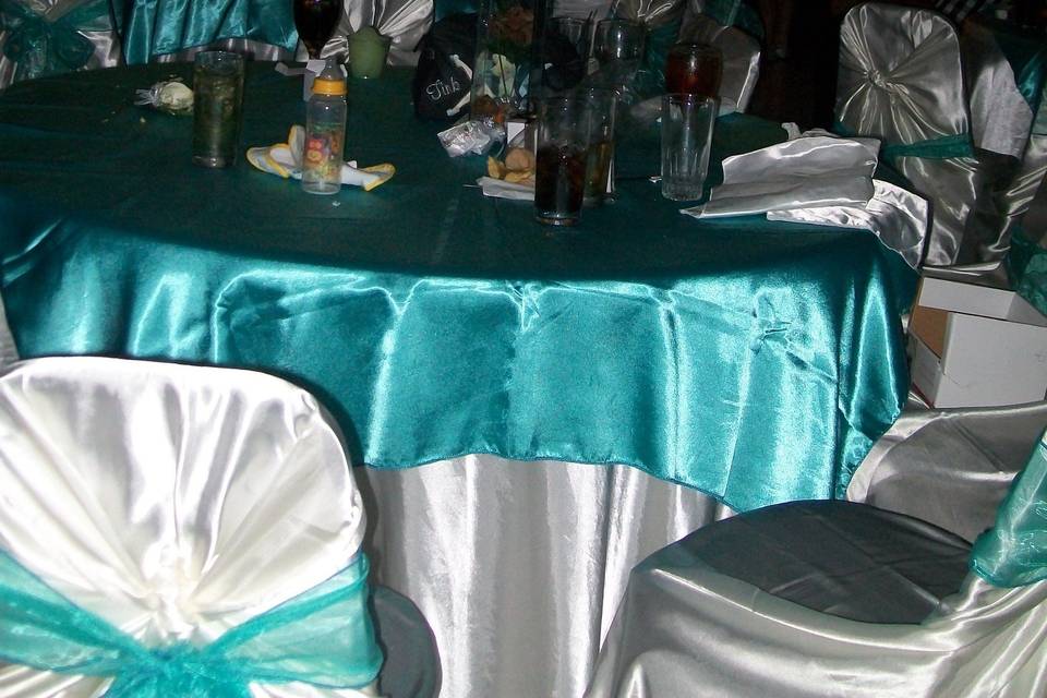 Teal table setup-5.5.2012