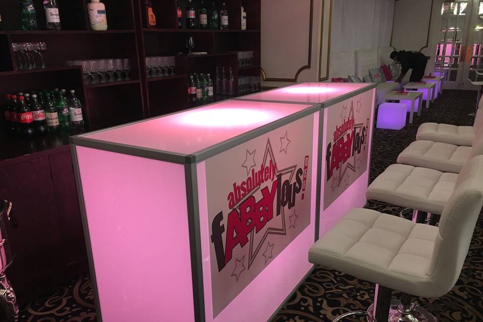 LED Light Up Bar with Custom BrandingTufted Stools