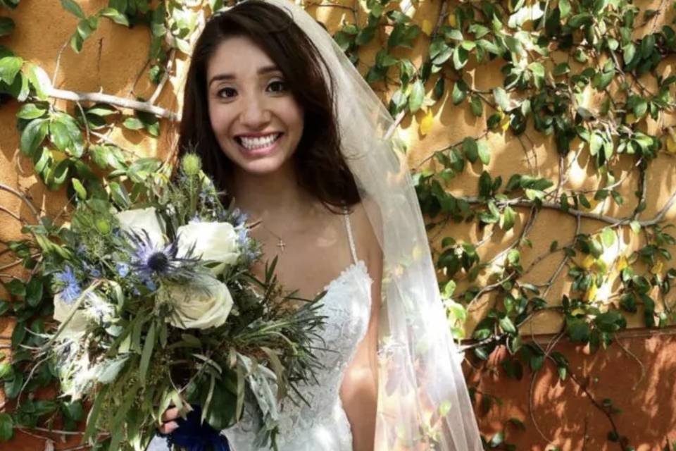 Bride on patio