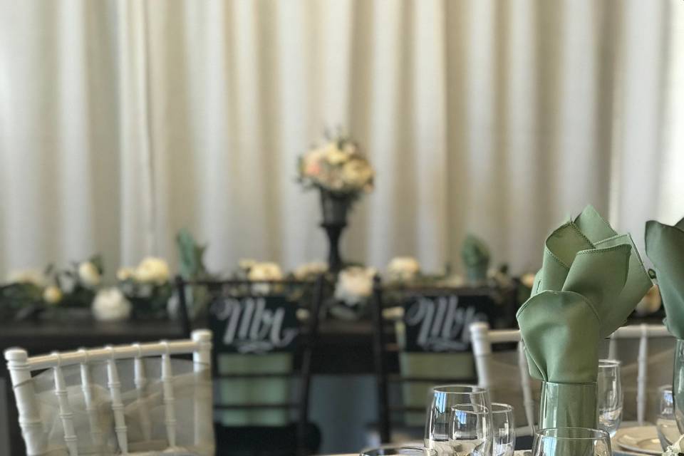 Vintage-style table setting with green accents