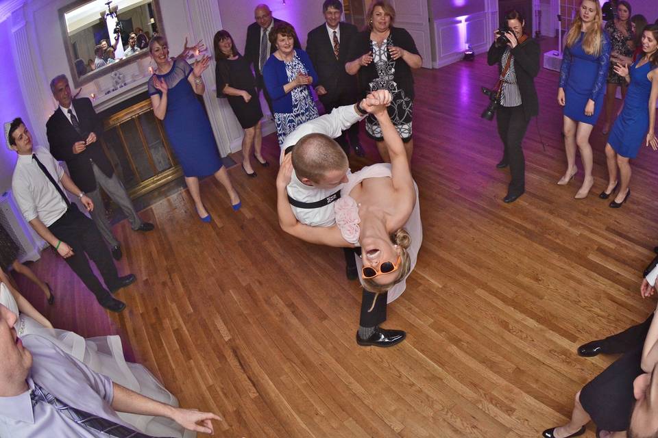 Dipping the bride on the dance floor
