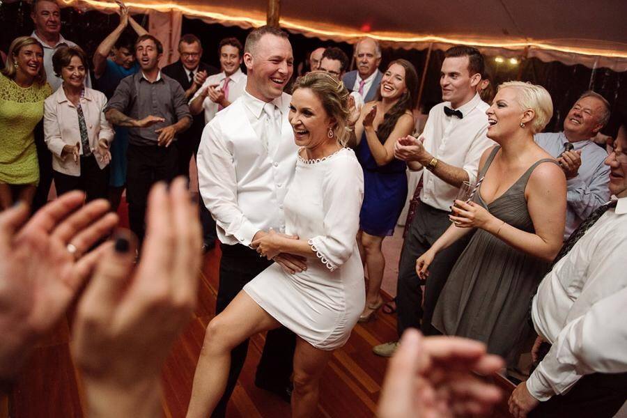 Bride dancing with her guests