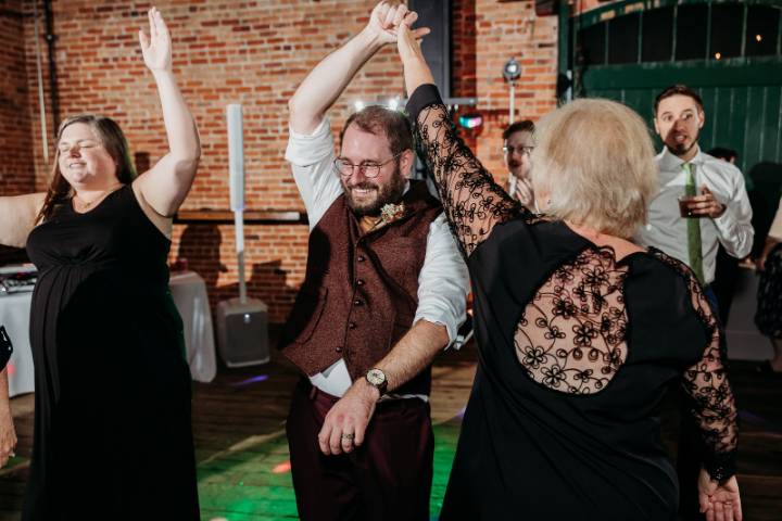 Mother son dancing