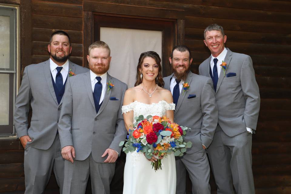 Groomsmen and bride