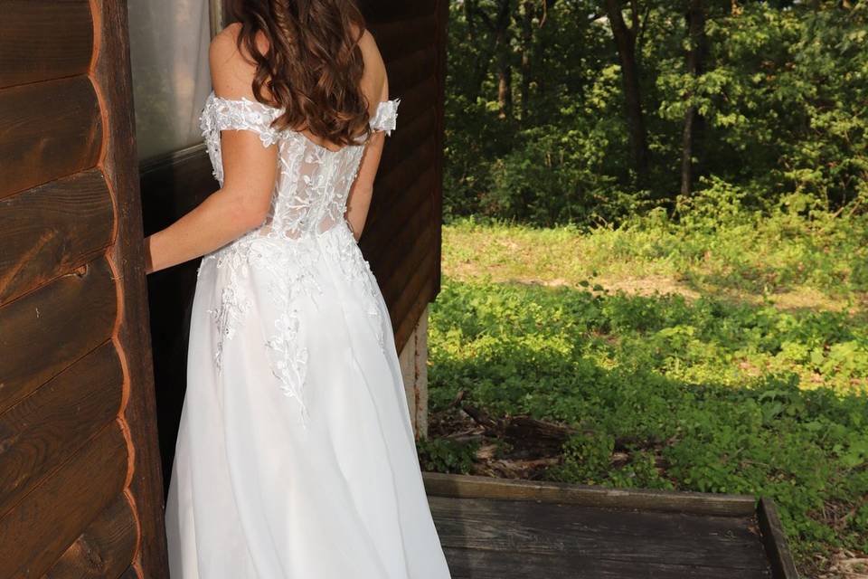 Bride entering cabin