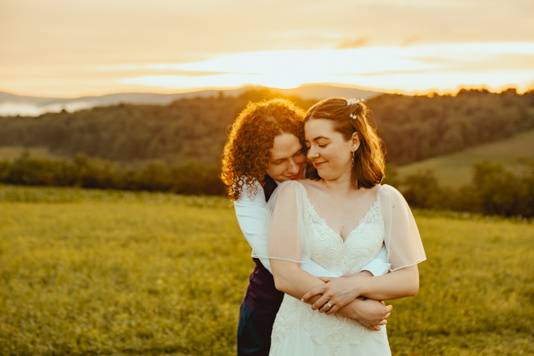 Sunset illuminated hug