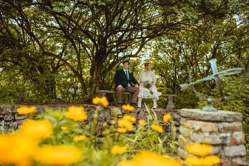 Couple garden party portrait