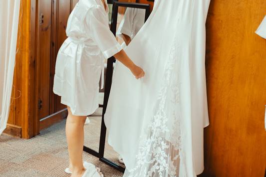Bride with wedding dress