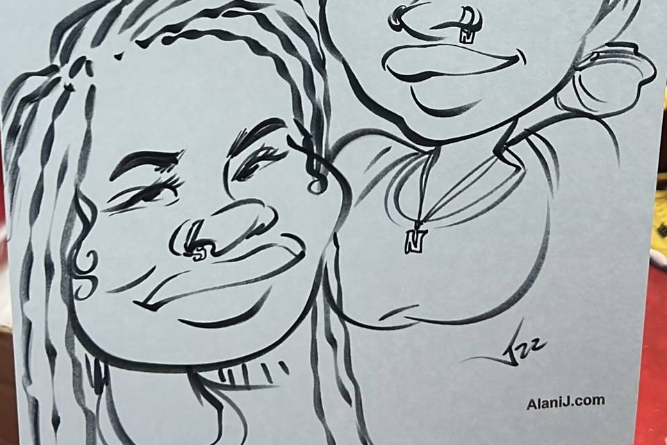 2 Sisters caricature drawing
