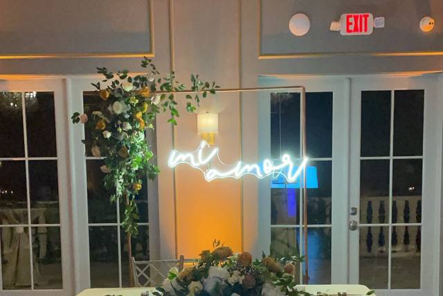Copper Stand + Neon sign