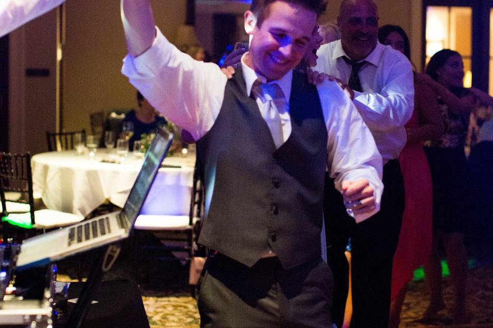 A high-five from the groom