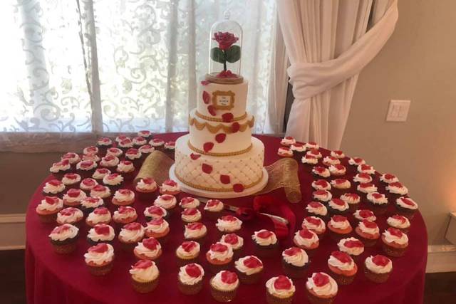 Cupcake and wedding cake display