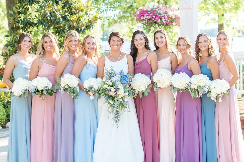 Wedding party in dresses