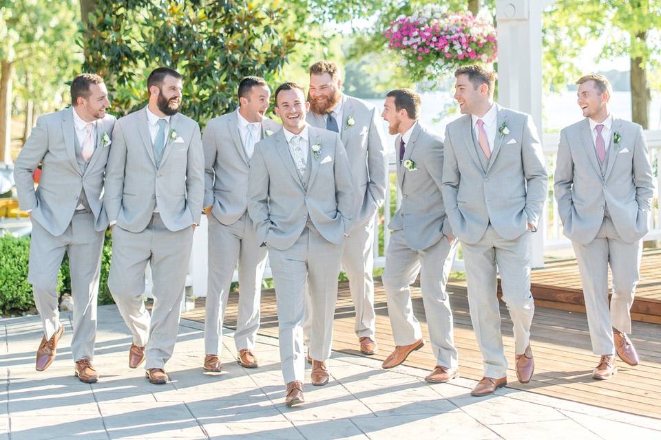 Wedding party in suits