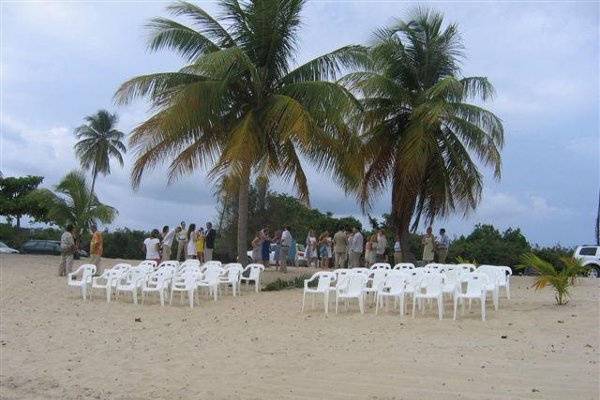 Beach wedding ceremony