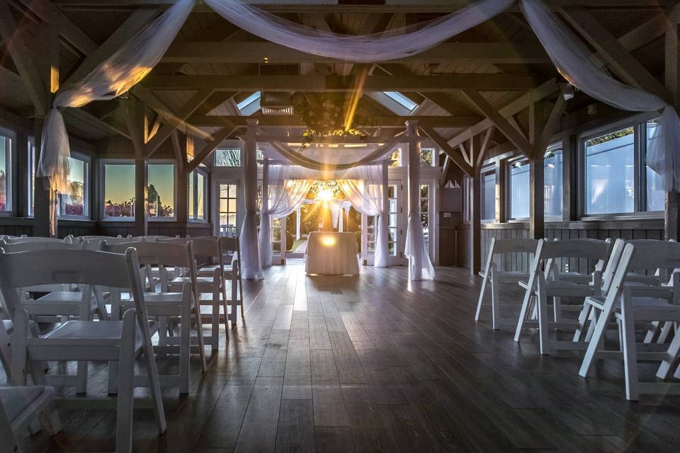 Ceremony in the boathouse