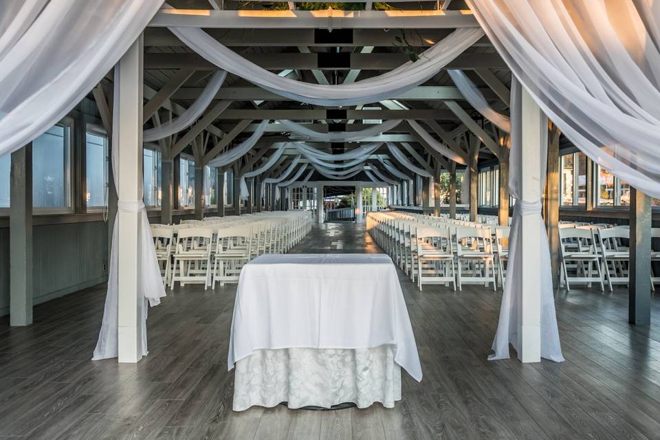 Ceremony in the boathouse