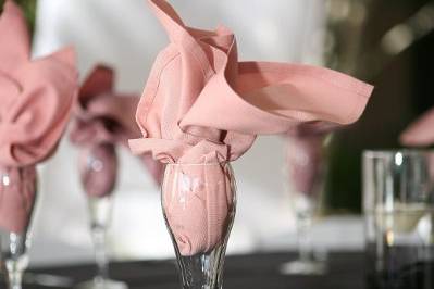 Cloth napkin inside the glass